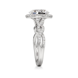 Sigrid Elongated Cushion Halo with Twisted Diamond Band