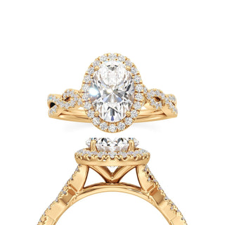 Sigrid Elongated Cushion Halo with Twisted Diamond Band
