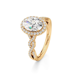 Sigrid Elongated Cushion Halo with Twisted Diamond Band