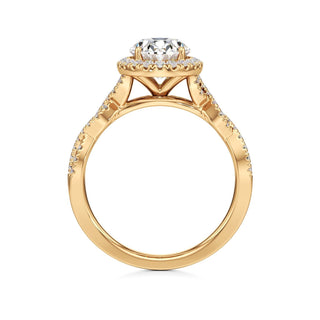 Sigrid Elongated Cushion Halo with Twisted Diamond Band