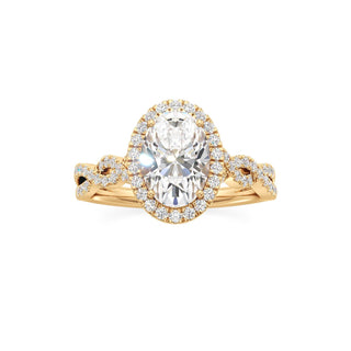 Sigrid Elongated Cushion Halo with Twisted Diamond Band