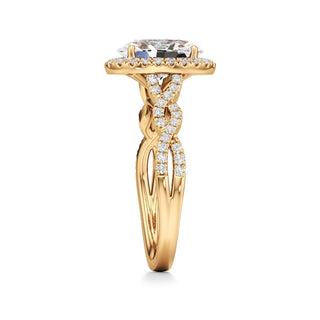 Sigrid Elongated Cushion Halo with Twisted Diamond Band