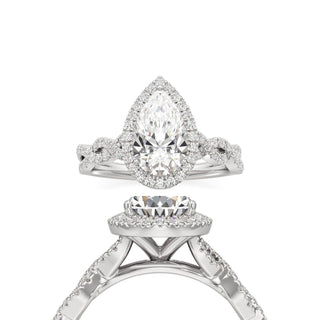 Sigrid Elongated Cushion Halo with Twisted Diamond Band