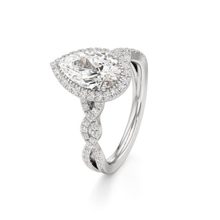 Sigrid Elongated Cushion Halo with Twisted Diamond Band