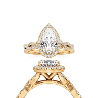 Sigrid Elongated Cushion Halo with Twisted Diamond Band