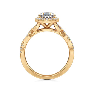 Sigrid Elongated Cushion Halo with Twisted Diamond Band
