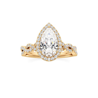 Sigrid Elongated Cushion Halo with Twisted Diamond Band