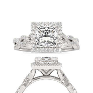 Sigrid Elongated Cushion Halo with Twisted Diamond Band