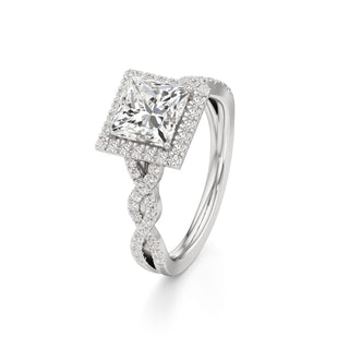 Sigrid Elongated Cushion Halo with Twisted Diamond Band