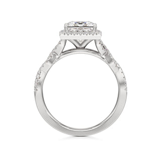 Sigrid Elongated Cushion Halo with Twisted Diamond Band