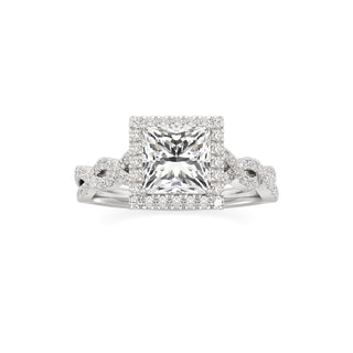 Sigrid Elongated Cushion Halo with Twisted Diamond Band