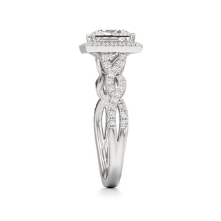 Sigrid Elongated Cushion Halo with Twisted Diamond Band