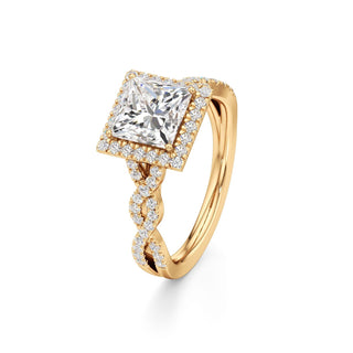 Sigrid Elongated Cushion Halo with Twisted Diamond Band