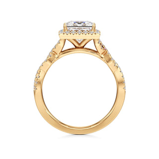 Sigrid Elongated Cushion Halo with Twisted Diamond Band