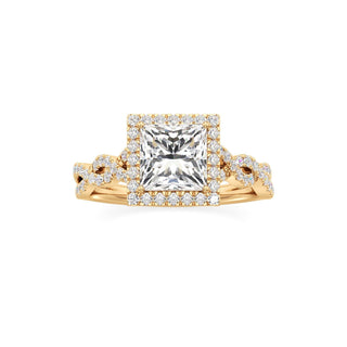 Sigrid Elongated Cushion Halo with Twisted Diamond Band