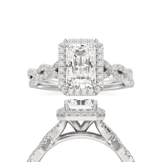 Sigrid Elongated Cushion Halo with Twisted Diamond Band