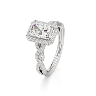 Sigrid Elongated Cushion Halo with Twisted Diamond Band