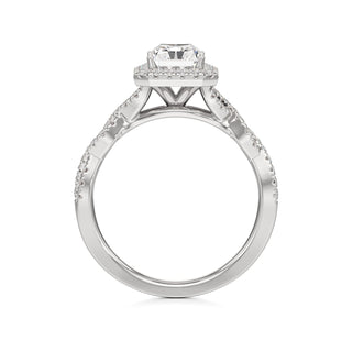 Sigrid Elongated Cushion Halo with Twisted Diamond Band