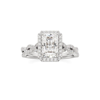 Sigrid Elongated Cushion Halo with Twisted Diamond Band