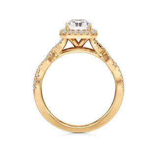 Sigrid Elongated Cushion Halo with Twisted Diamond Band