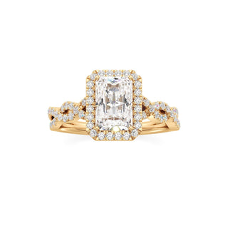 Sigrid Elongated Cushion Halo with Twisted Diamond Band