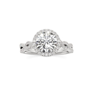 Sigrid Elongated Cushion Halo with Twisted Diamond Band