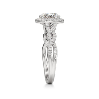 Sigrid Elongated Cushion Halo with Twisted Diamond Band