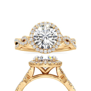 Sigrid Elongated Cushion Halo with Twisted Diamond Band