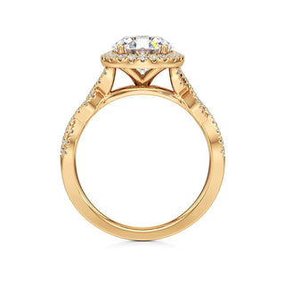 Sigrid Elongated Cushion Halo with Twisted Diamond Band