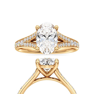 Split Beadset Set Basket Round Engagement Ring