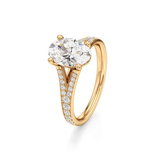 Split Beadset Set Basket Round Engagement Ring