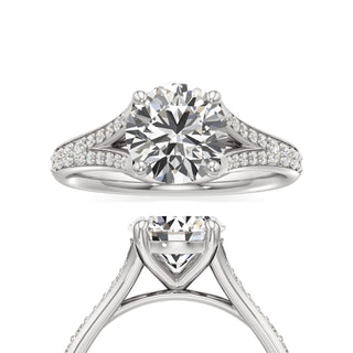 Split Beadset Set Basket Round Engagement Ring