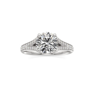 Split Beadset Set Basket Round Engagement Ring