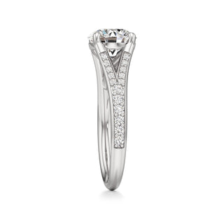 Split Beadset Set Basket Round Engagement Ring