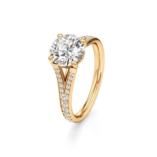 Split Beadset Set Basket Round Engagement Ring