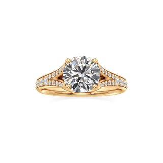 Split Beadset Set Basket Round Engagement Ring