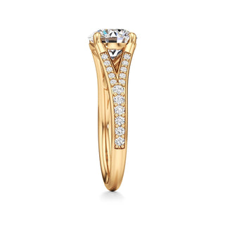 Split Beadset Set Basket Round Engagement Ring