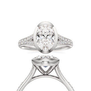 Split Beadset Set Bezel Emerald Engagement Ring