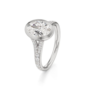 Split Beadset Set Bezel Emerald Engagement Ring