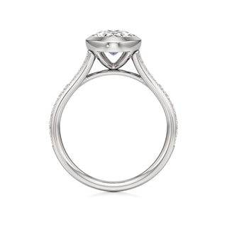 Split Beadset Set Bezel Emerald Engagement Ring