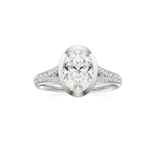 Split Beadset Set Bezel Emerald Engagement Ring