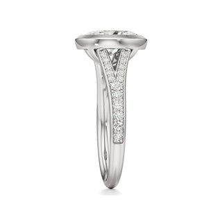Split Beadset Set Bezel Emerald Engagement Ring