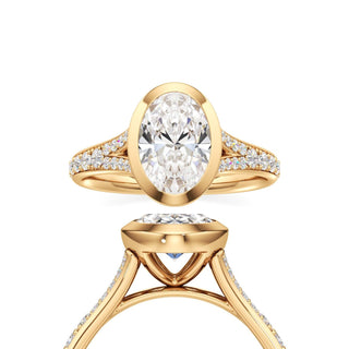 Split Beadset Set Bezel Emerald Engagement Ring
