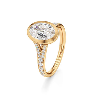 Split Beadset Set Bezel Emerald Engagement Ring
