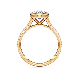 Split Beadset Set Bezel Emerald Engagement Ring