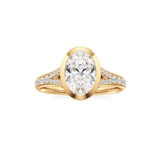 Split Beadset Set Bezel Emerald Engagement Ring