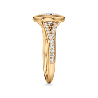 Split Beadset Set Bezel Emerald Engagement Ring
