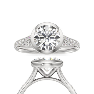 Split Beadset Set Bezel Emerald Engagement Ring