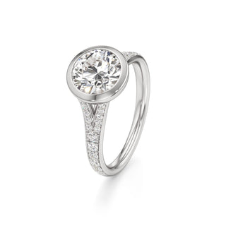 Split Beadset Set Bezel Emerald Engagement Ring