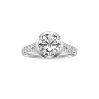 Split Beadset Set Bezel Emerald Engagement Ring